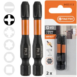 Bit udarowy 50MM PH3, 2 szt. - Tactix 455113
