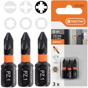 Bit udarowy 25MM PZ1, 3 szt. - Tactix 455201