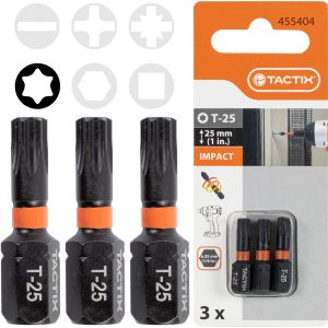 Bit udarowy 25MM T-25, 3 szt. - Tactix 455404