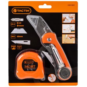 Nóż multifunkcyjny + miara zwijana 5M, ZESTAW 261602